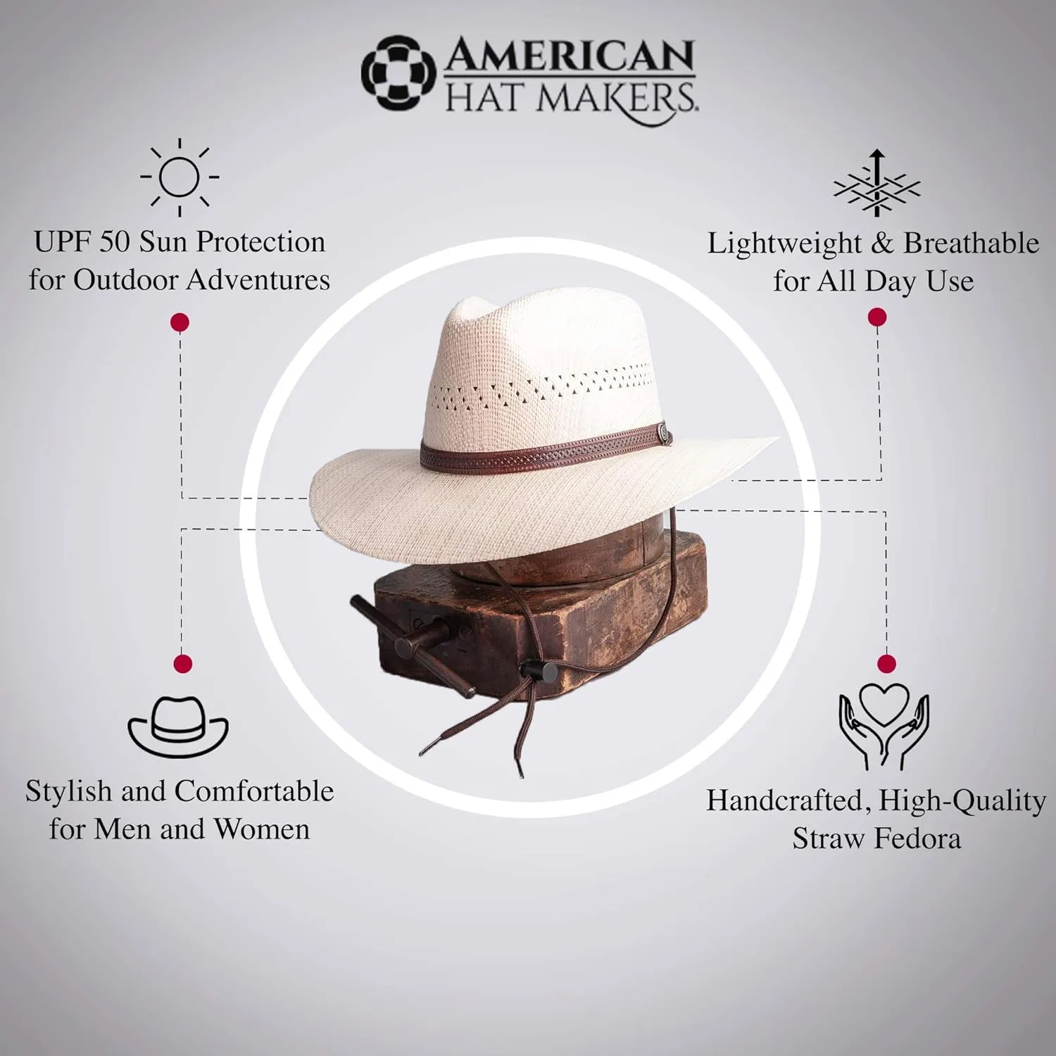 American Hat Makers Straw Hats for Men & Women  Barcelona Fedora Hat