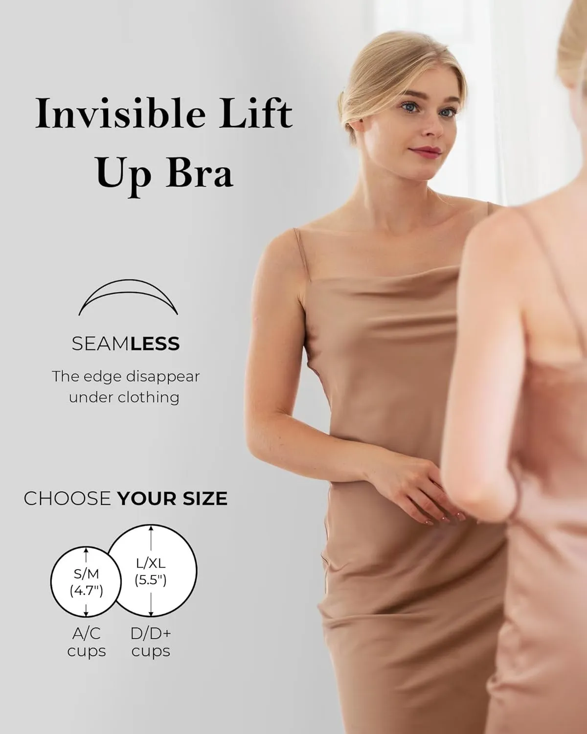 APOWUS Sticky Bra Push Up,Adhesive Bras, Nipple Covers with Lift for Backless Strapless Dress