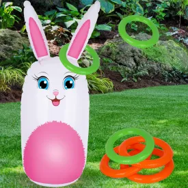 ArtCreativity Easter Bunny Inflatable Ring Toss Game - Easter Games for Kids with Inflatable Bunny and 6 Rings - Weighted Bottom to Keep The Rabbit Upright - Family Outdoor Games for Kids and Adults