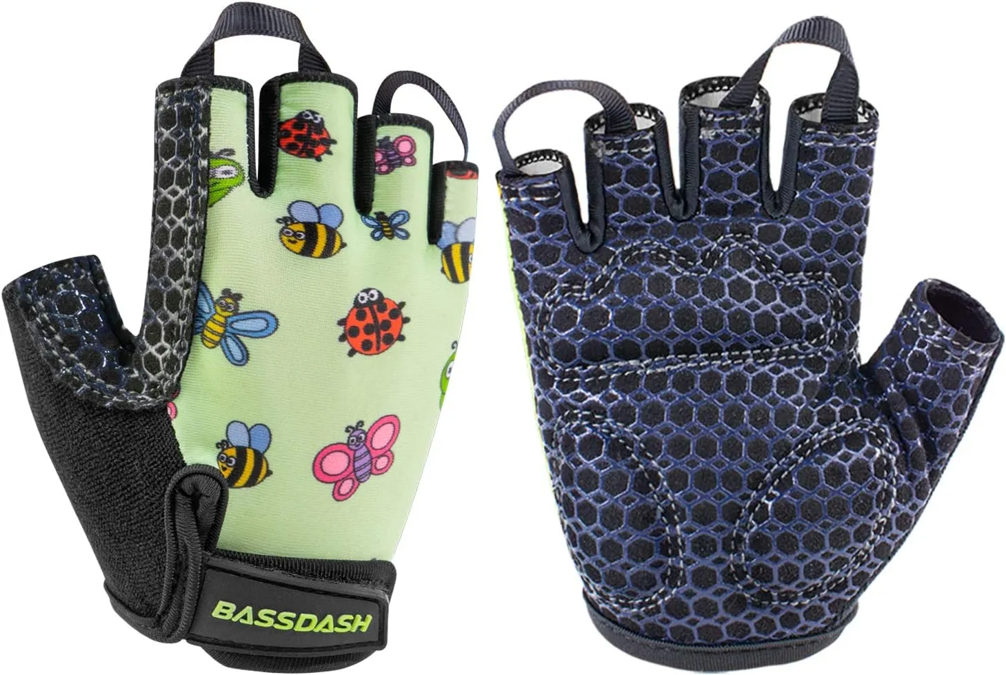 BASSDASH UPF 50  Kids' Gloves with Padded Grippy Palm UV Protection for Bicycles Fishing for 1-8 Years Old Boys Girls