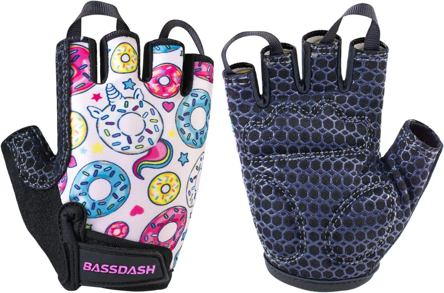 BASSDASH UPF 50  Kids' Gloves with Padded Grippy Palm UV Protection for Bicycles Fishing for 1-8 Years Old Boys Girls