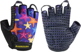 BASSDASH UPF 50  Kids' Gloves with Padded Grippy Palm UV Protection for Bicycles Fishing for 1-8 Years Old Boys Girls