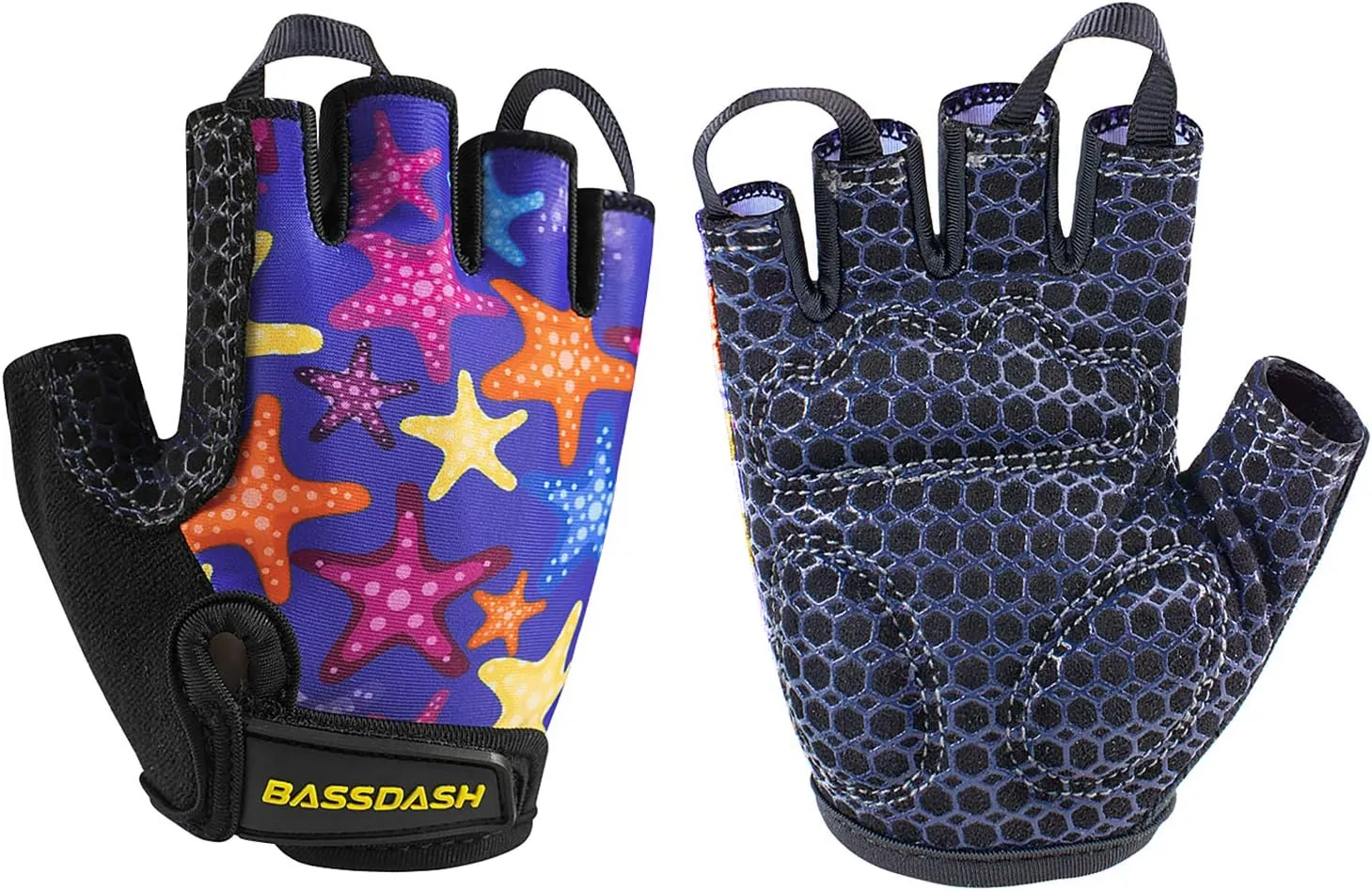 BASSDASH UPF 50  Kids' Gloves with Padded Grippy Palm UV Protection for Bicycles Fishing for 1-8 Years Old Boys Girls
