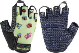 BASSDASH UPF 50  Kids' Gloves with Padded Grippy Palm UV Protection for Bicycles Fishing for 1-8 Years Old Boys Girls