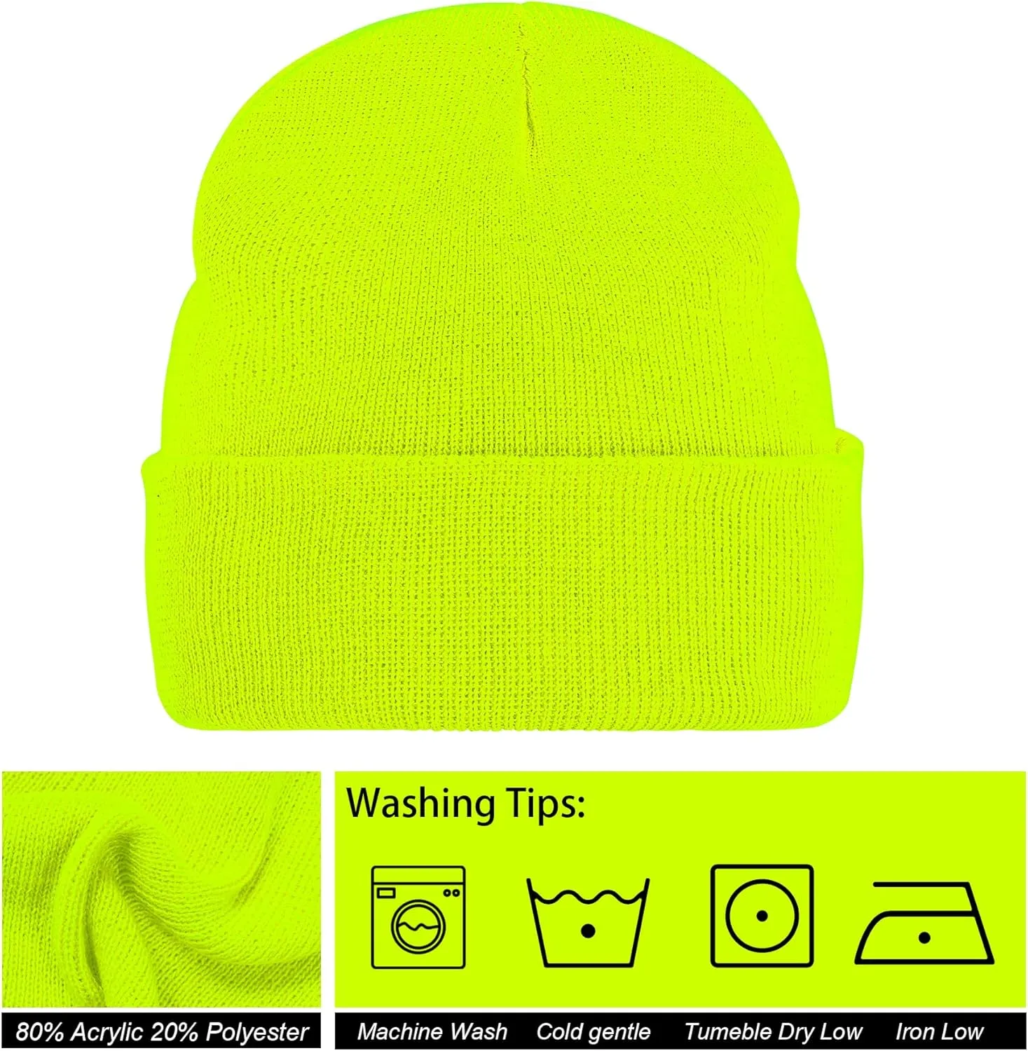 Beanie for Men Women, Slouchy Knitted Beanie Hats Winter Warm Hat Unisex Cuffed Plain Hat for Cold Weather