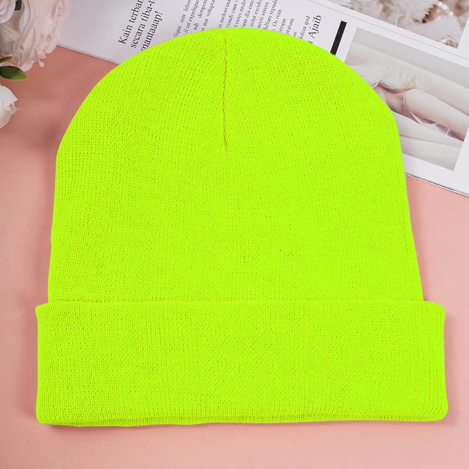 Beanie for Men Women, Slouchy Knitted Beanie Hats Winter Warm Hat Unisex Cuffed Plain Hat for Cold Weather