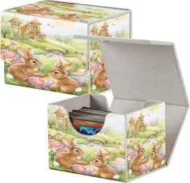 Card Deck Box for MTG Cards,100  Single Sleeved Cards Trading Card Deck Case,Strong Magnet Magic Gathering Deck Box,PU Leather Trading Card Storage Box for TCG,MTG Cards,CCG,Cute Rabbit -1623