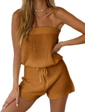 Chang Yun Womens Summer Jumpsuits Casual Loose Sleeveless Off Shoulder Elastic Waist Romper Loungewear Two Piece Outfits