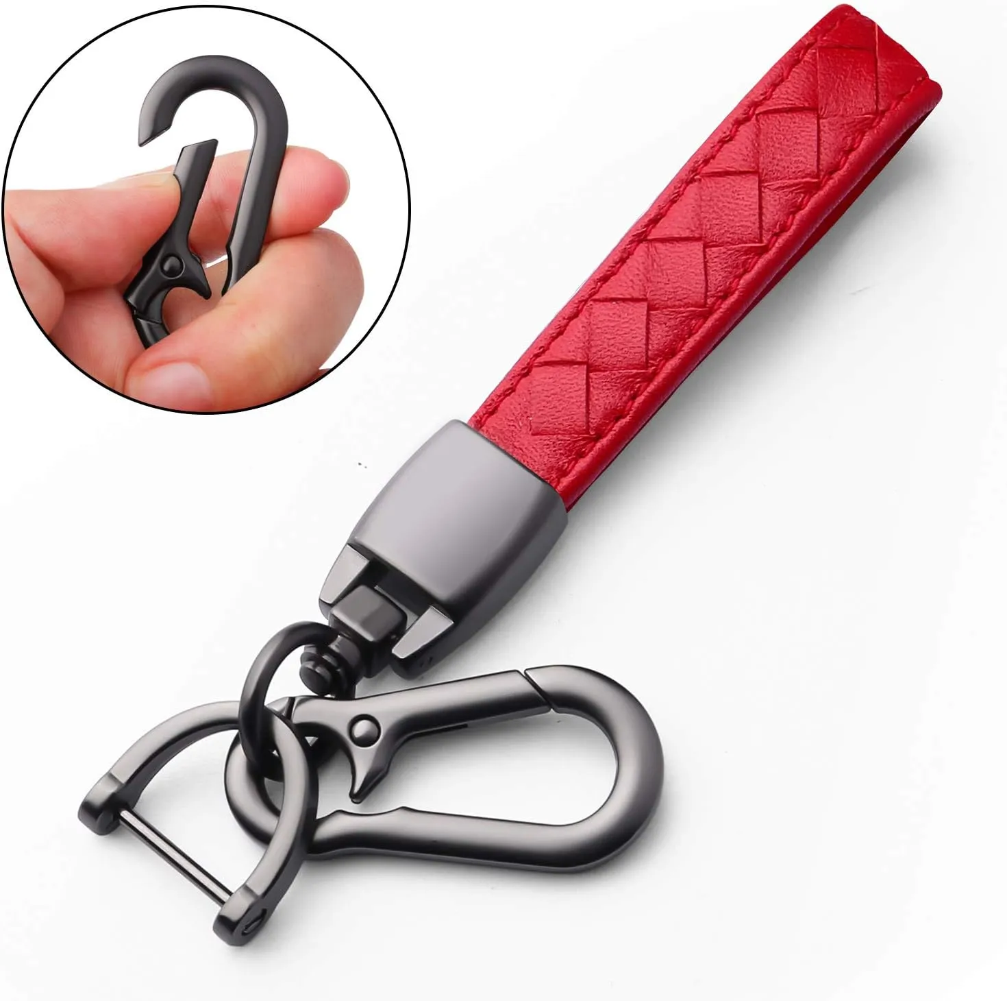 Compatible with Jeep Key Fob Cover with Leather Keychain Soft TPU Protection Key Case for Grand Cherokee Renegade Chrysler 200 300 Dodge RAM Durango Challenger Journey Dart Fiat Smart Key,Red