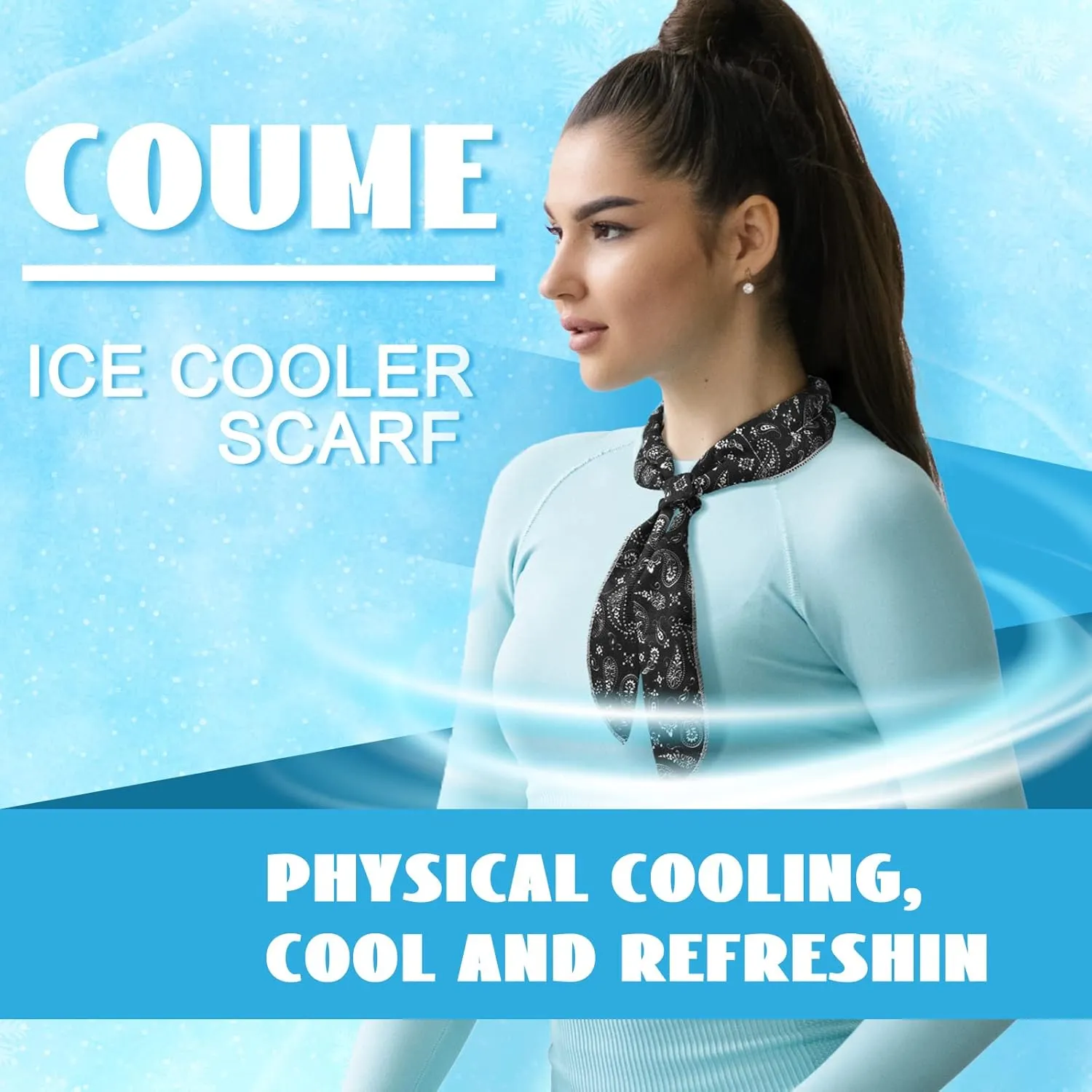 Coume 6 Pack Cooling Neck Wraps Cooler Ice Wrap Scarf Bandanas for Hot Weather Summer Women Men Walking Riding Outdoor