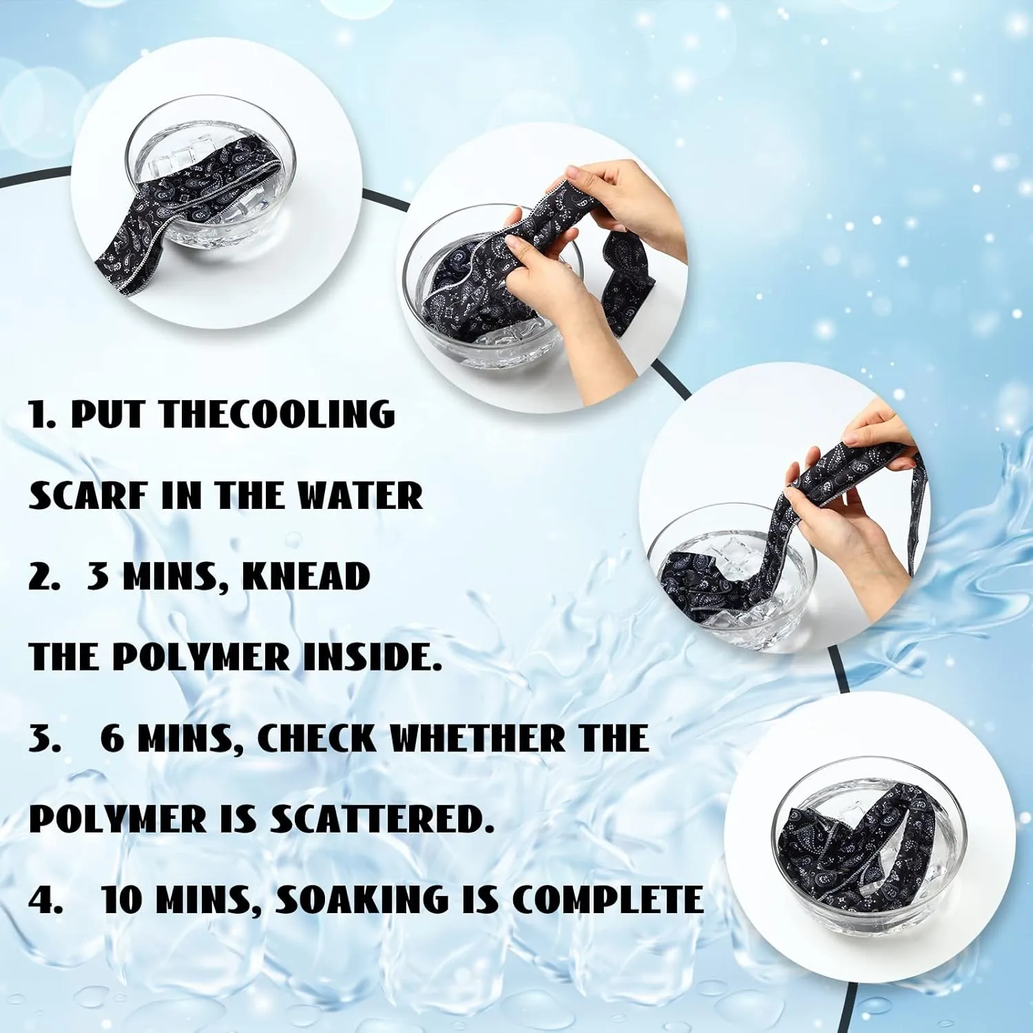 Coume 6 Pack Cooling Neck Wraps Cooler Ice Wrap Scarf Bandanas for Hot Weather Summer Women Men Walking Riding Outdoor