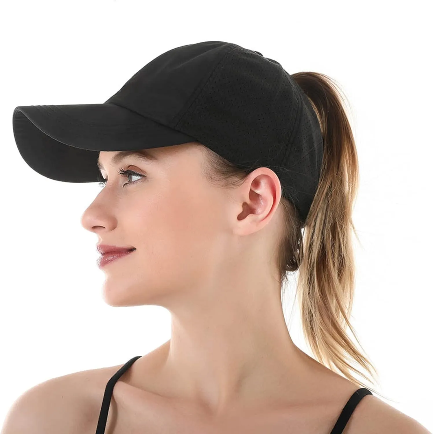 Criss-Cross Ponytail-Baseball-Cap for Women - Summer Adjustable Quick-Dry High-Messy-Bun Dad-Hat Fit for 22"