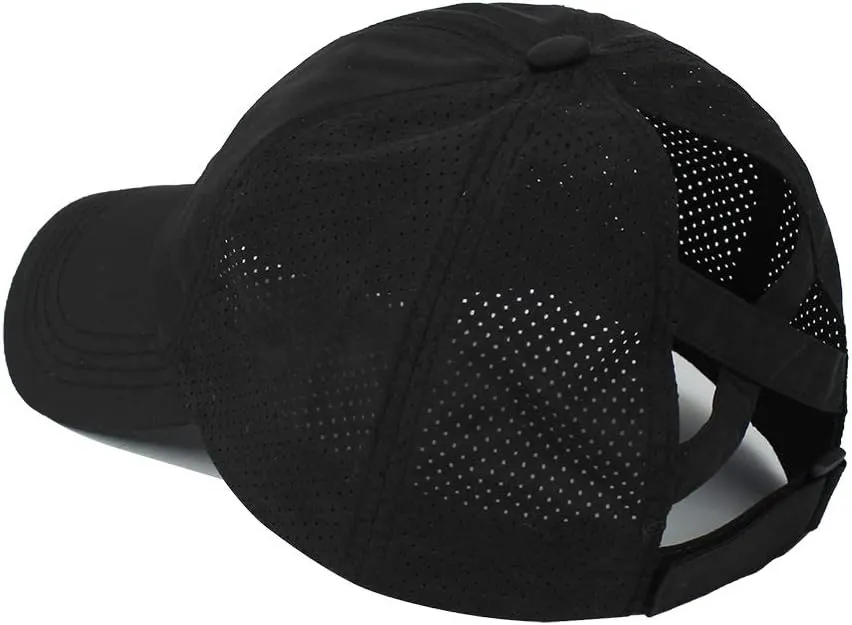 Criss-Cross Ponytail-Baseball-Cap for Women - Summer Adjustable Quick-Dry High-Messy-Bun Dad-Hat Fit for 22"