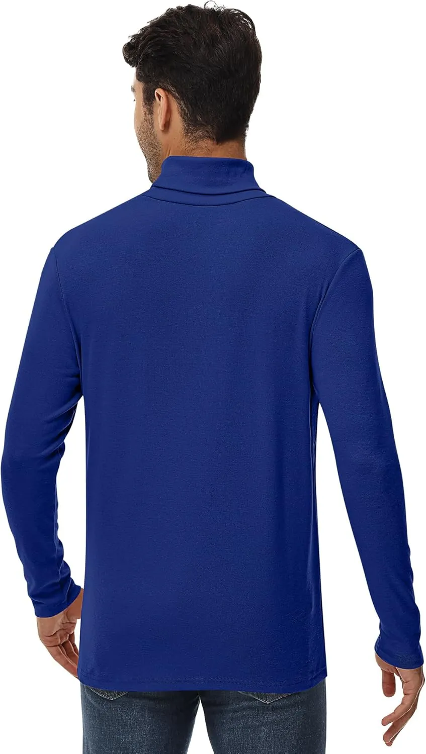 Ficerd 2 Pack Men's Turtle Neck Shirts, Lightweight Cotton Pullover Sweater Slim Fit Mock Turtleneck Knitted Long Sleeve Tops