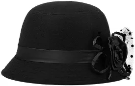 Glamorstar Vintage Felt Cloche Hat Winter Floral Fedora Bucket Hat Bowler Hats