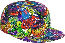 Graffiti Snapback Baseball Cap, Hip Hop Style, Adjustable Flat Bill Brim Hat, Unisex