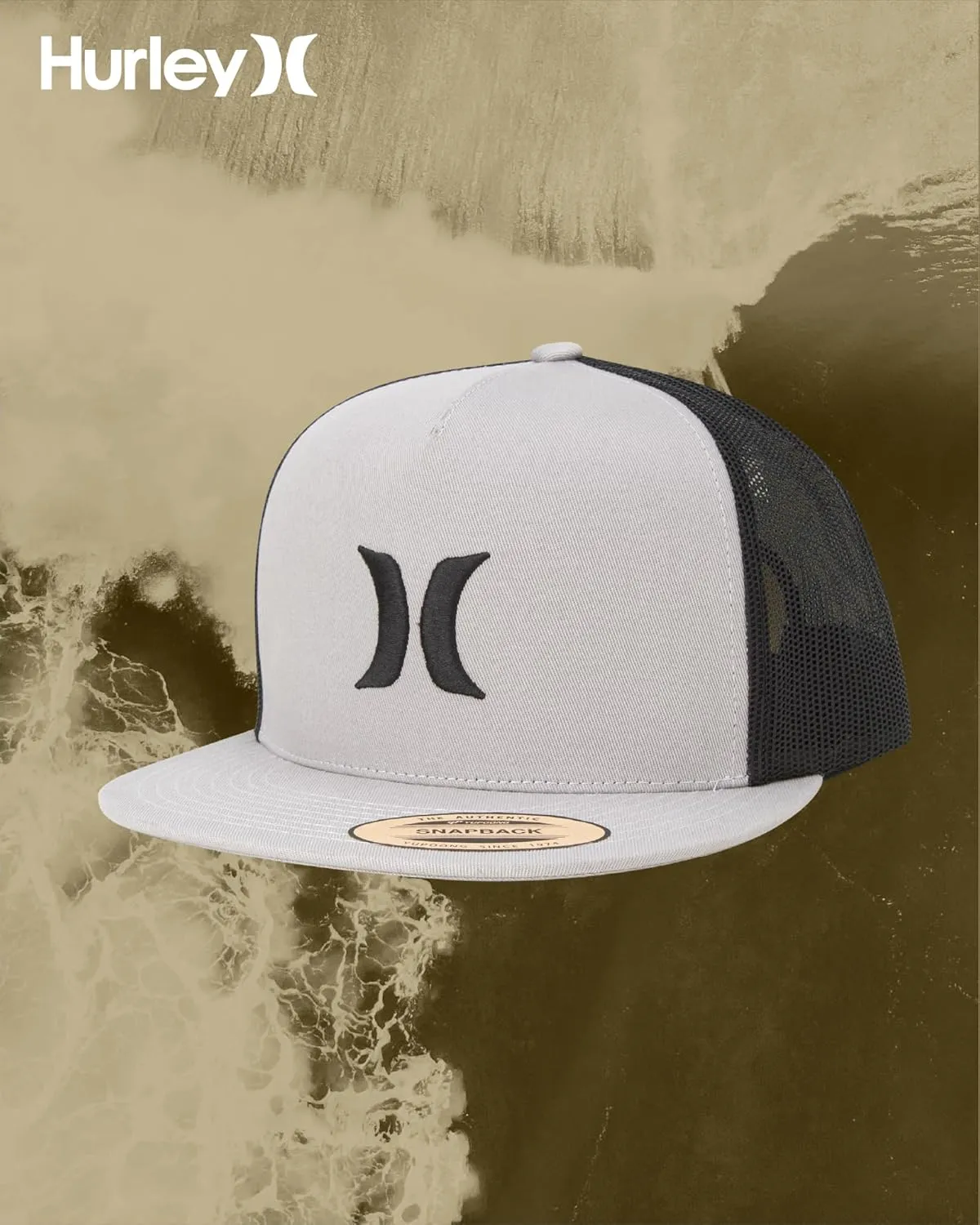 Hurley Men's Caps - Flat Brim Mesh Panel Baseball Cap Trucker Hat - Snap Back Hats for Men