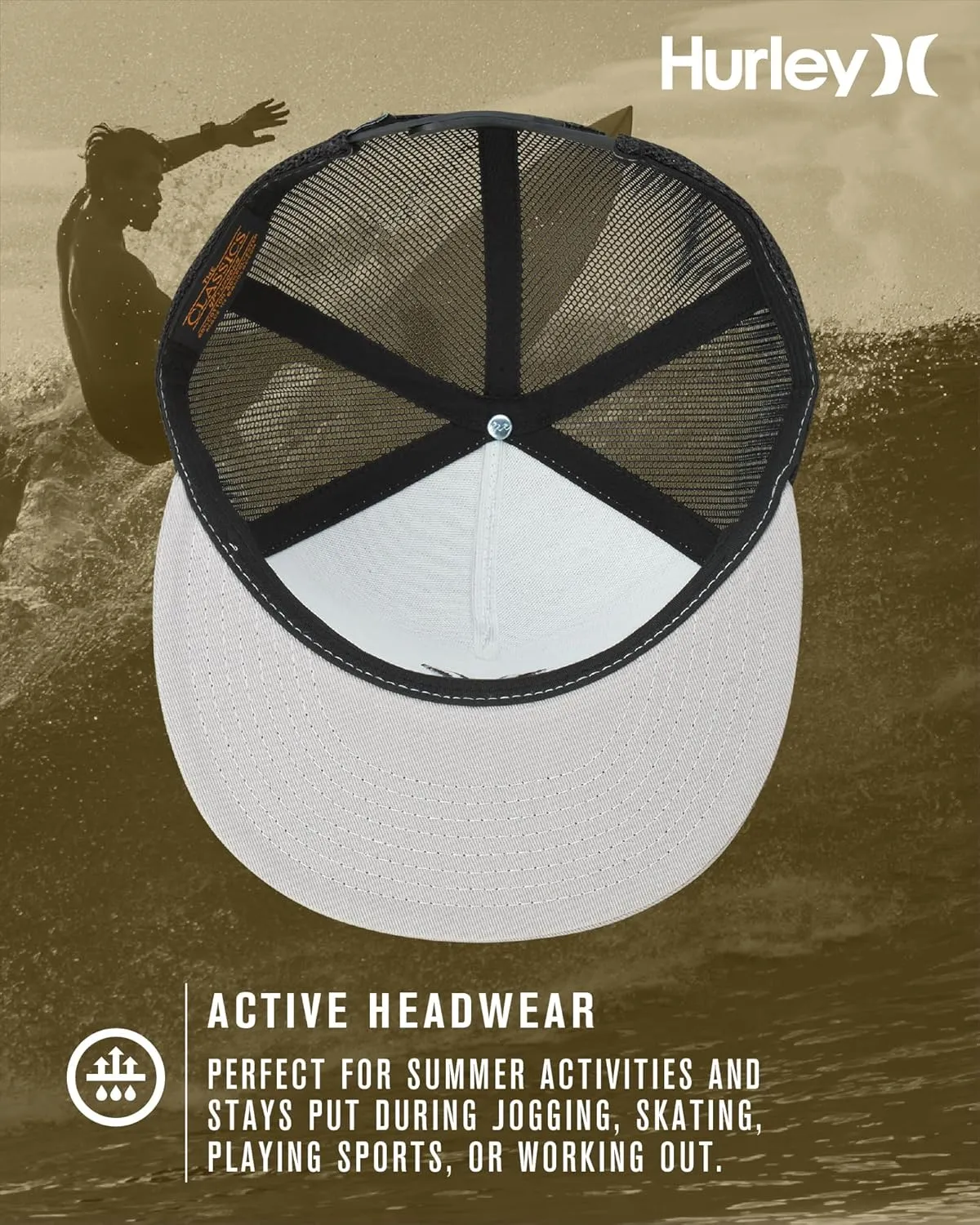 Hurley Men's Caps - Flat Brim Mesh Panel Baseball Cap Trucker Hat - Snap Back Hats for Men
