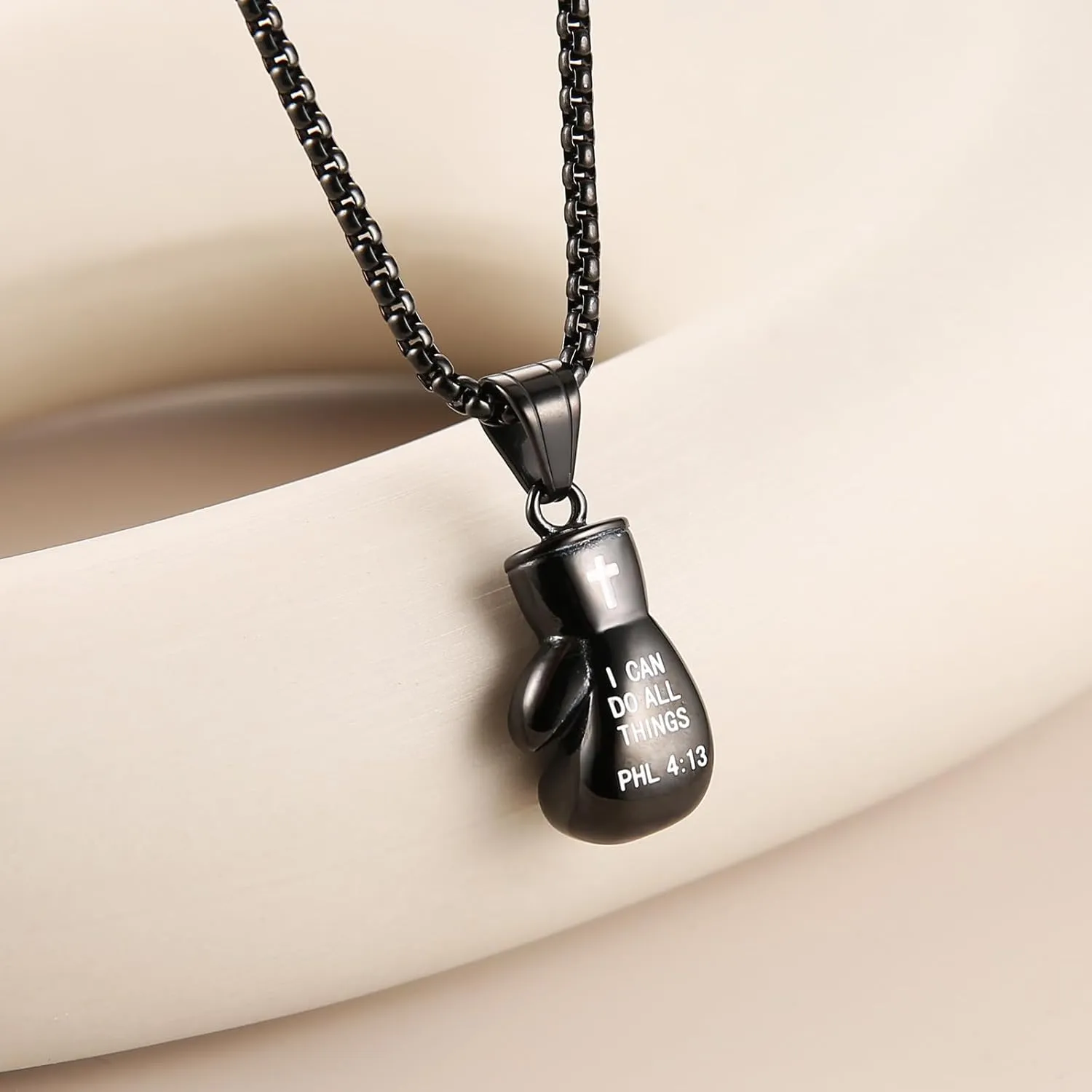 HZMAN Men Women Punk Stainless Steel Boxing Glove Chain Pendant Necklace