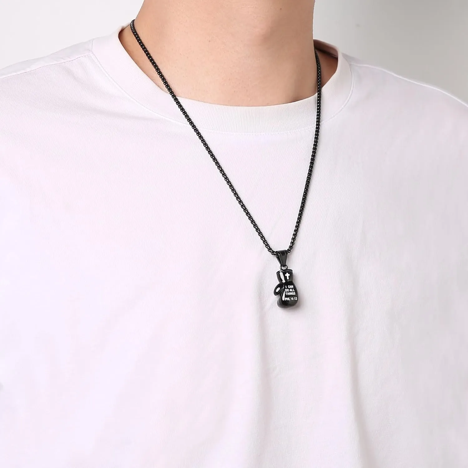 HZMAN Men Women Punk Stainless Steel Boxing Glove Chain Pendant Necklace