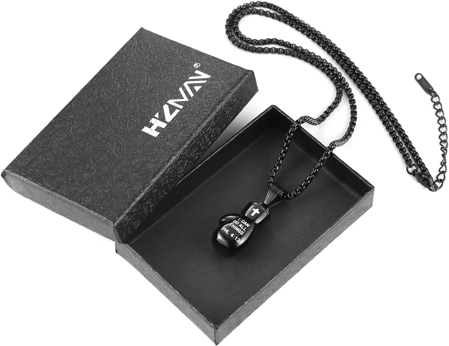 HZMAN Men Women Punk Stainless Steel Boxing Glove Chain Pendant Necklace
