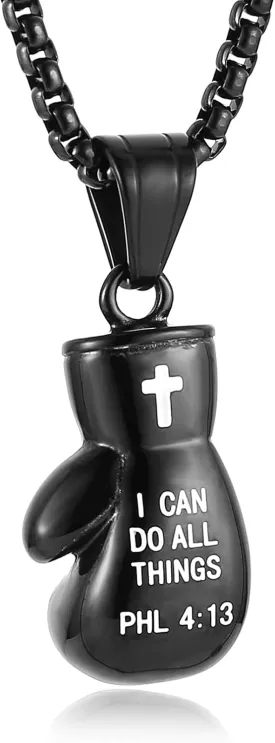 HZMAN Men Women Punk Stainless Steel Boxing Glove Chain Pendant Necklace