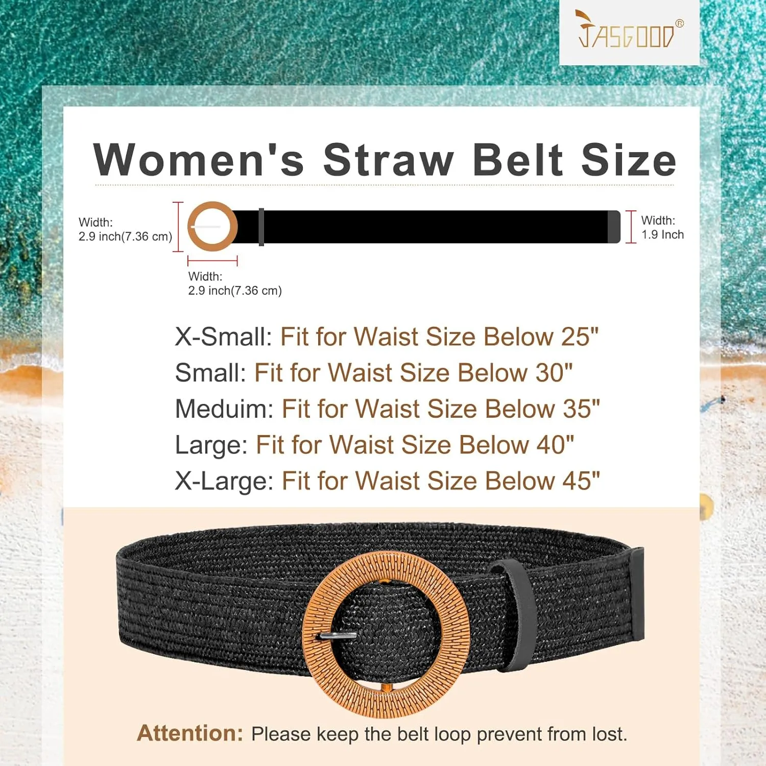 JASGOOD Straw Woven Elastic Stretch Belts Women Raffia Dress Waist Band Boho Ladies Braided Dress Belts