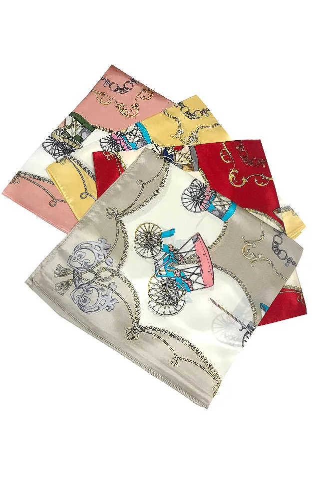 JC18036-05 Khaki French Picnic 100% Silk Scarf