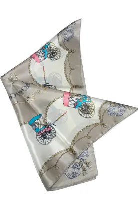 JC18036-05 Khaki French Picnic 100% Silk Scarf