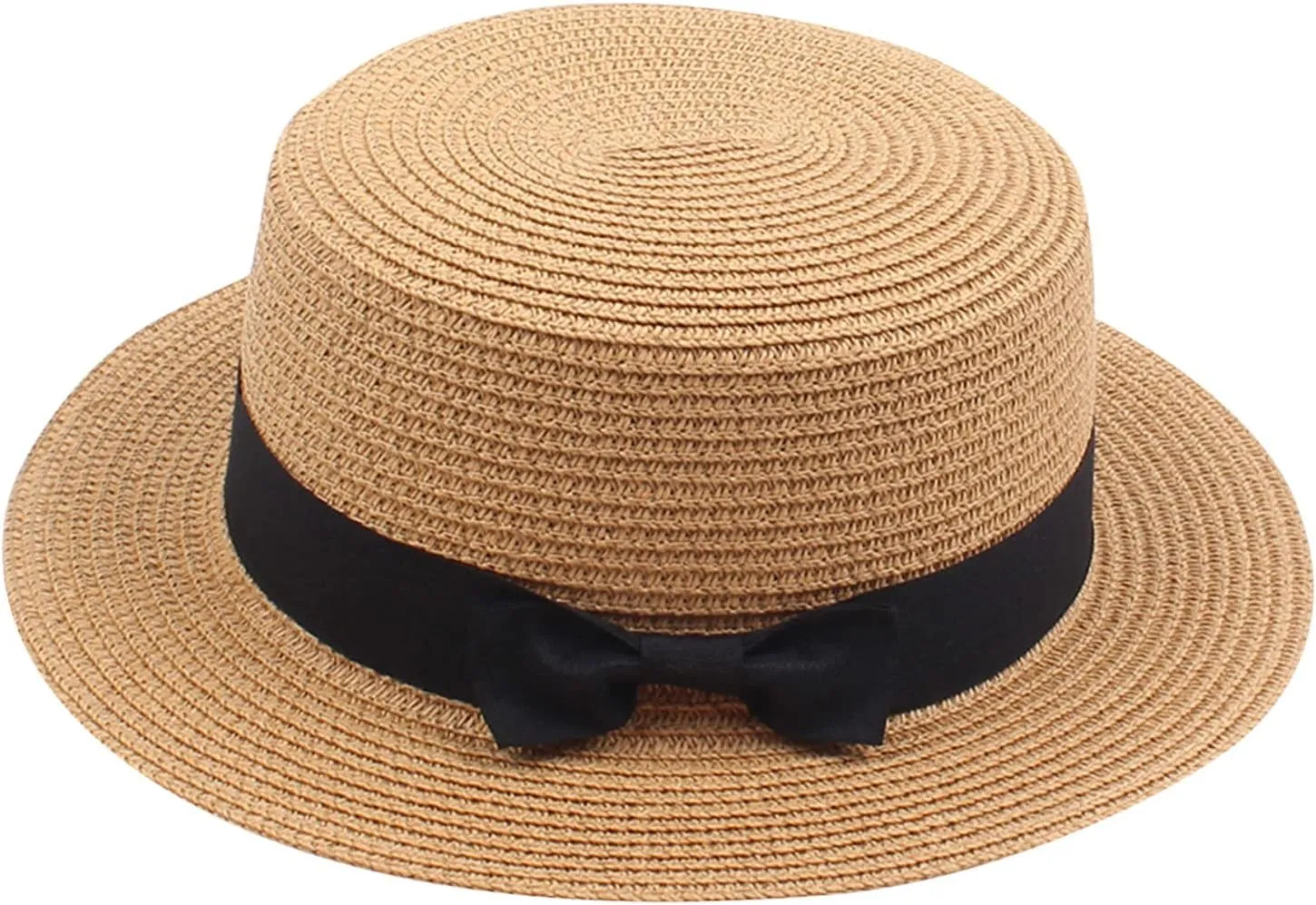 Kids Straw Hat - Summer Bow Fedora Straw Hat Wide Brim Floppy Beach Sun Hat Bucket Hat for Toddler Girls Boys