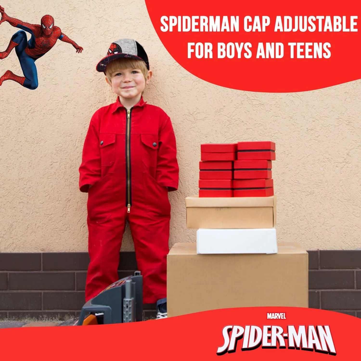 Marvel Spiderman Hat for Boys, Breathable Spiderman Baseball Cap for Toddlers, Boys Ages 3-9