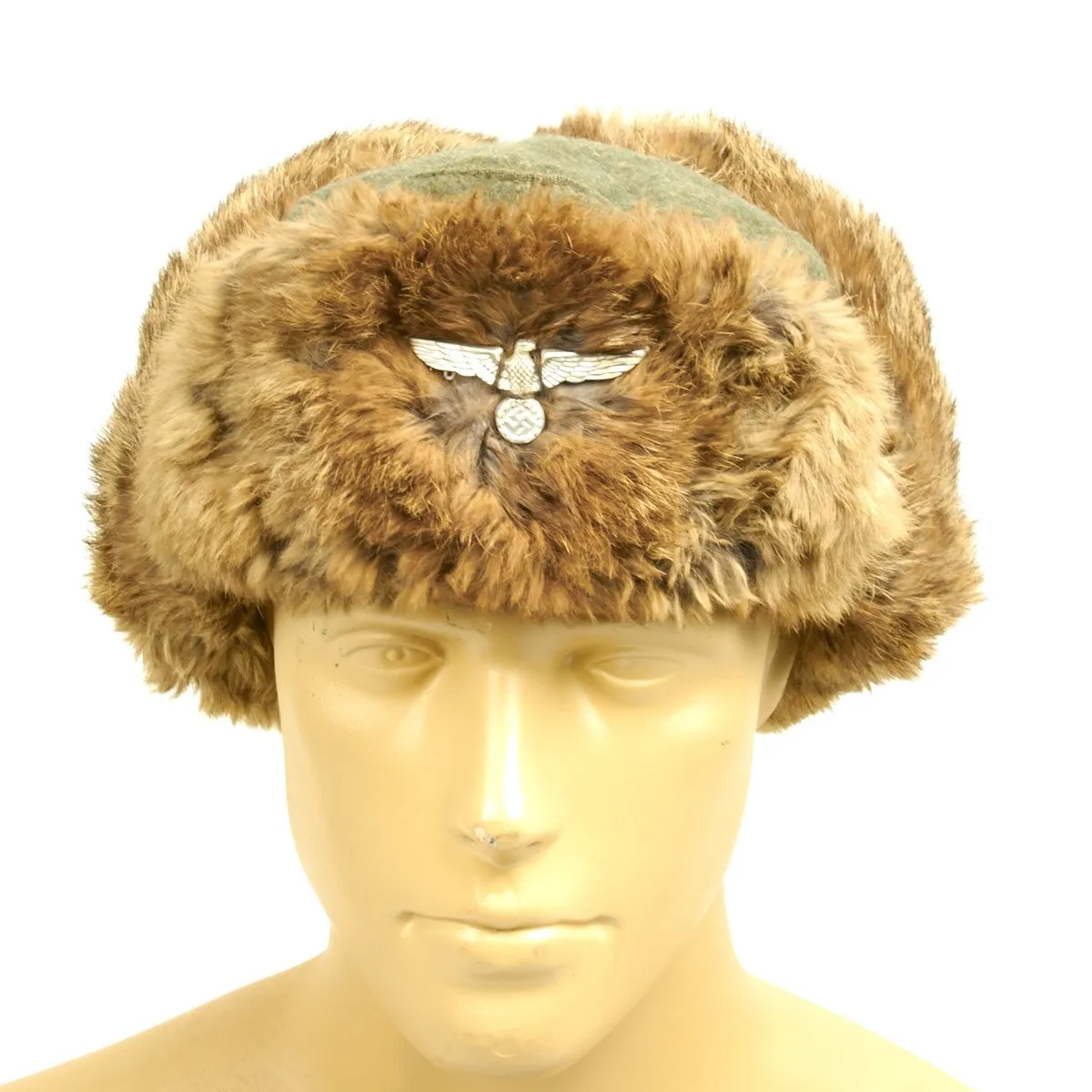 Original German WWII Eastern Front Rabbit Fur Winter Hat