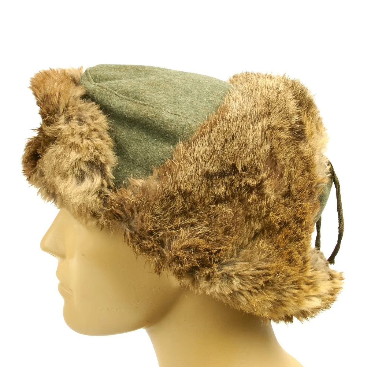 Original German WWII Eastern Front Rabbit Fur Winter Hat
