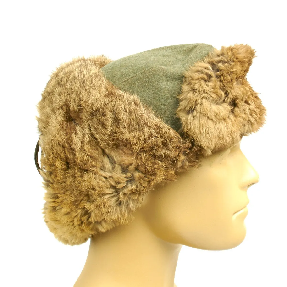 Original German WWII Eastern Front Rabbit Fur Winter Hat