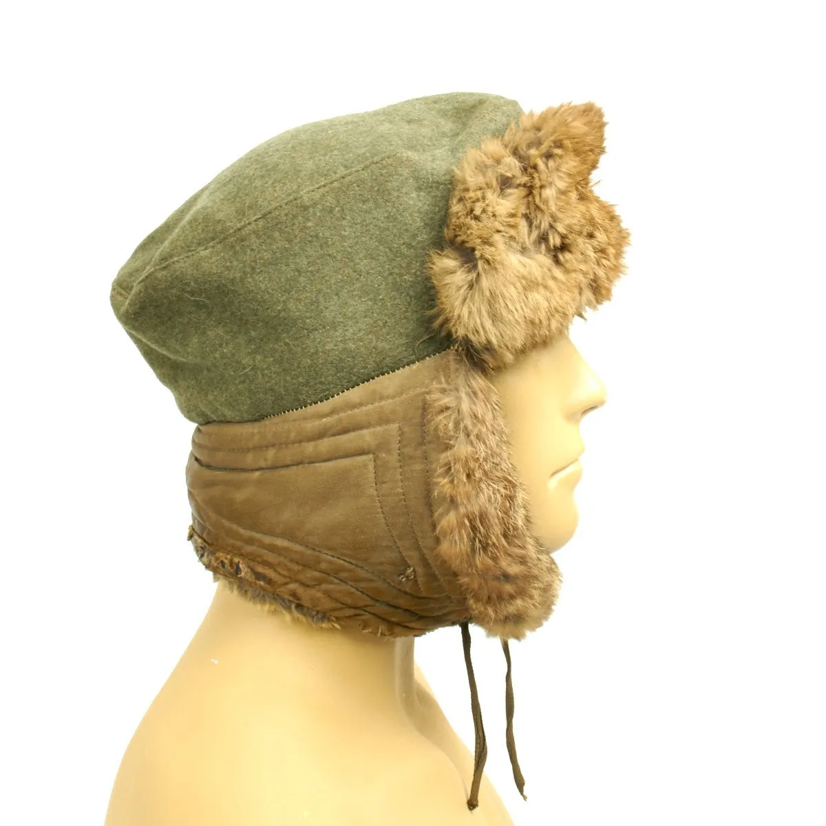 Original German WWII Eastern Front Rabbit Fur Winter Hat