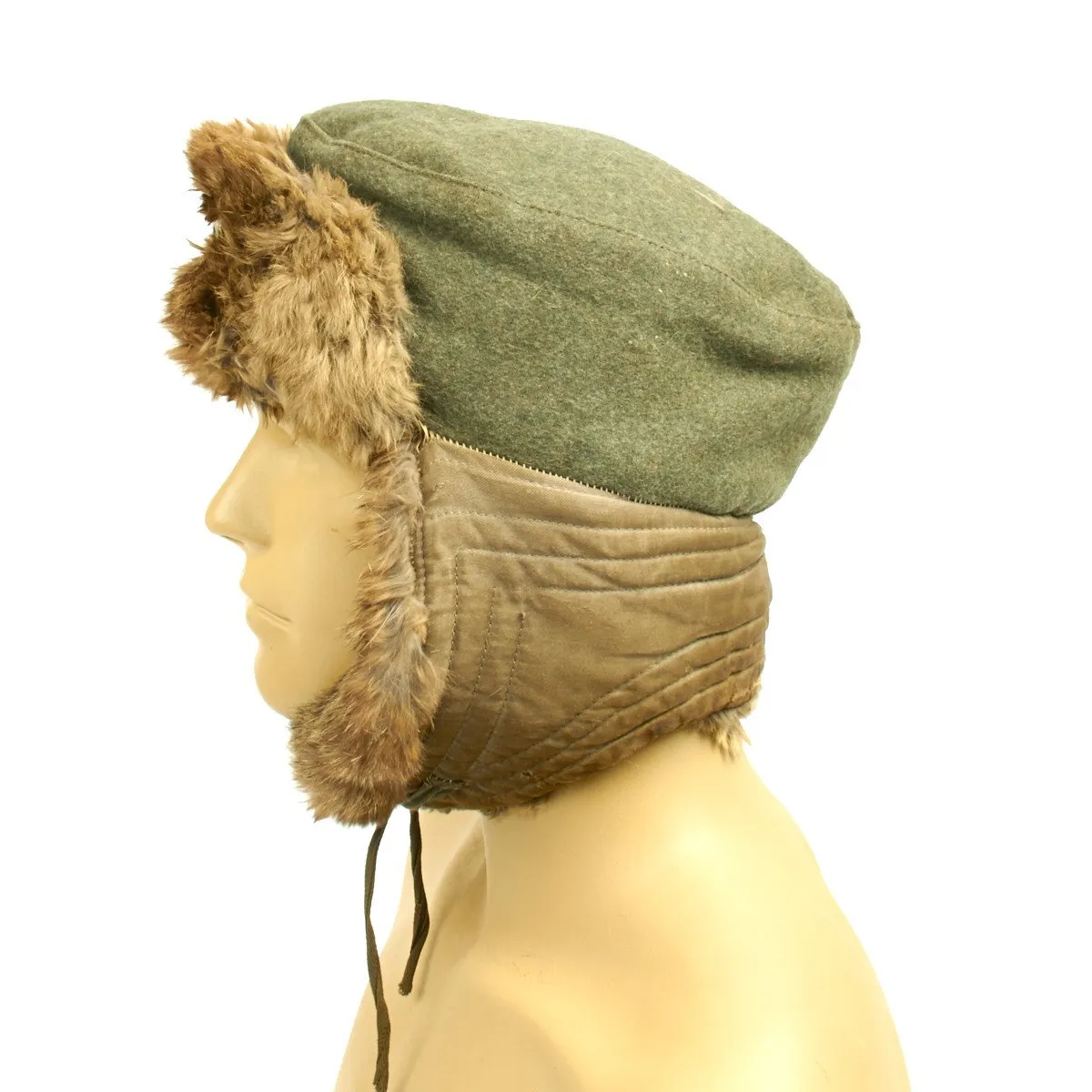 Original German WWII Eastern Front Rabbit Fur Winter Hat