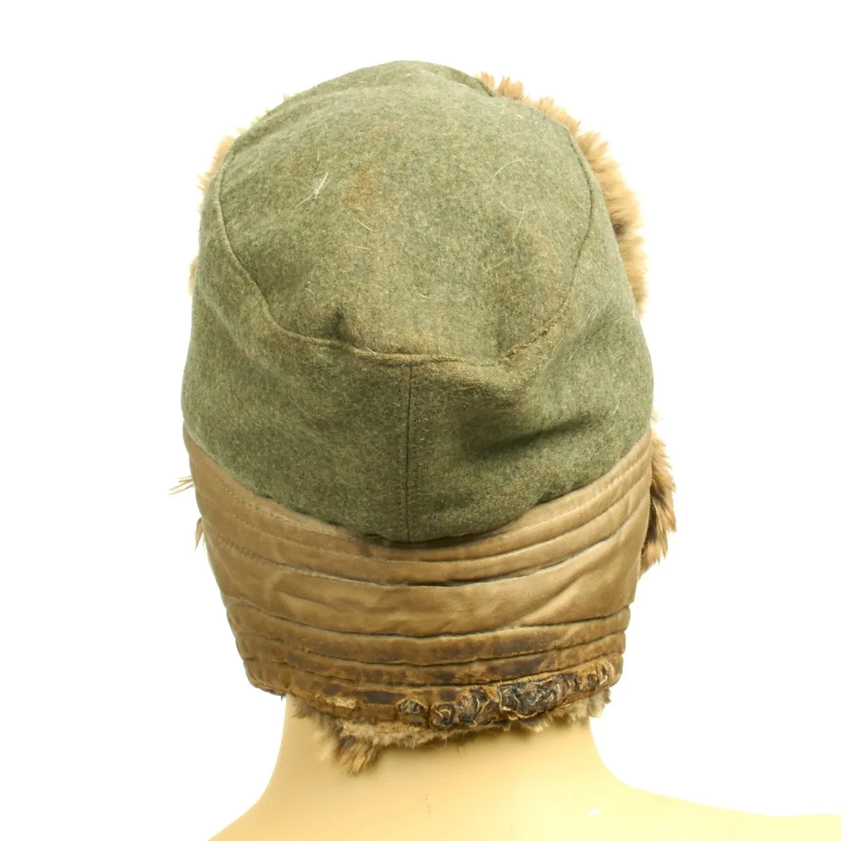 Original German WWII Eastern Front Rabbit Fur Winter Hat
