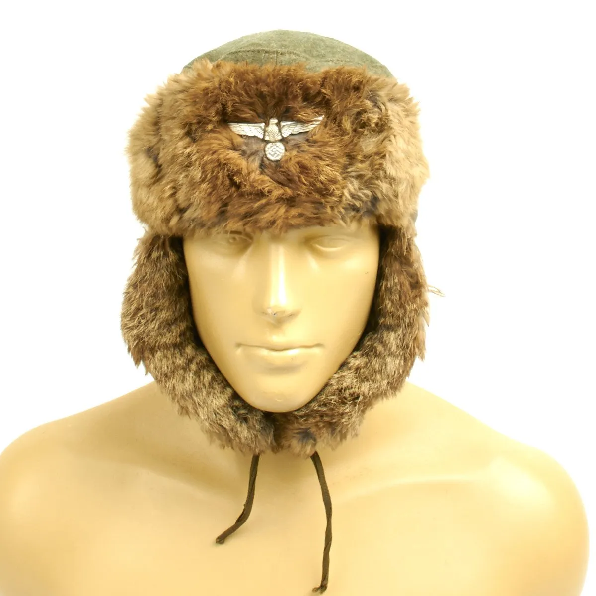 Original German WWII Eastern Front Rabbit Fur Winter Hat