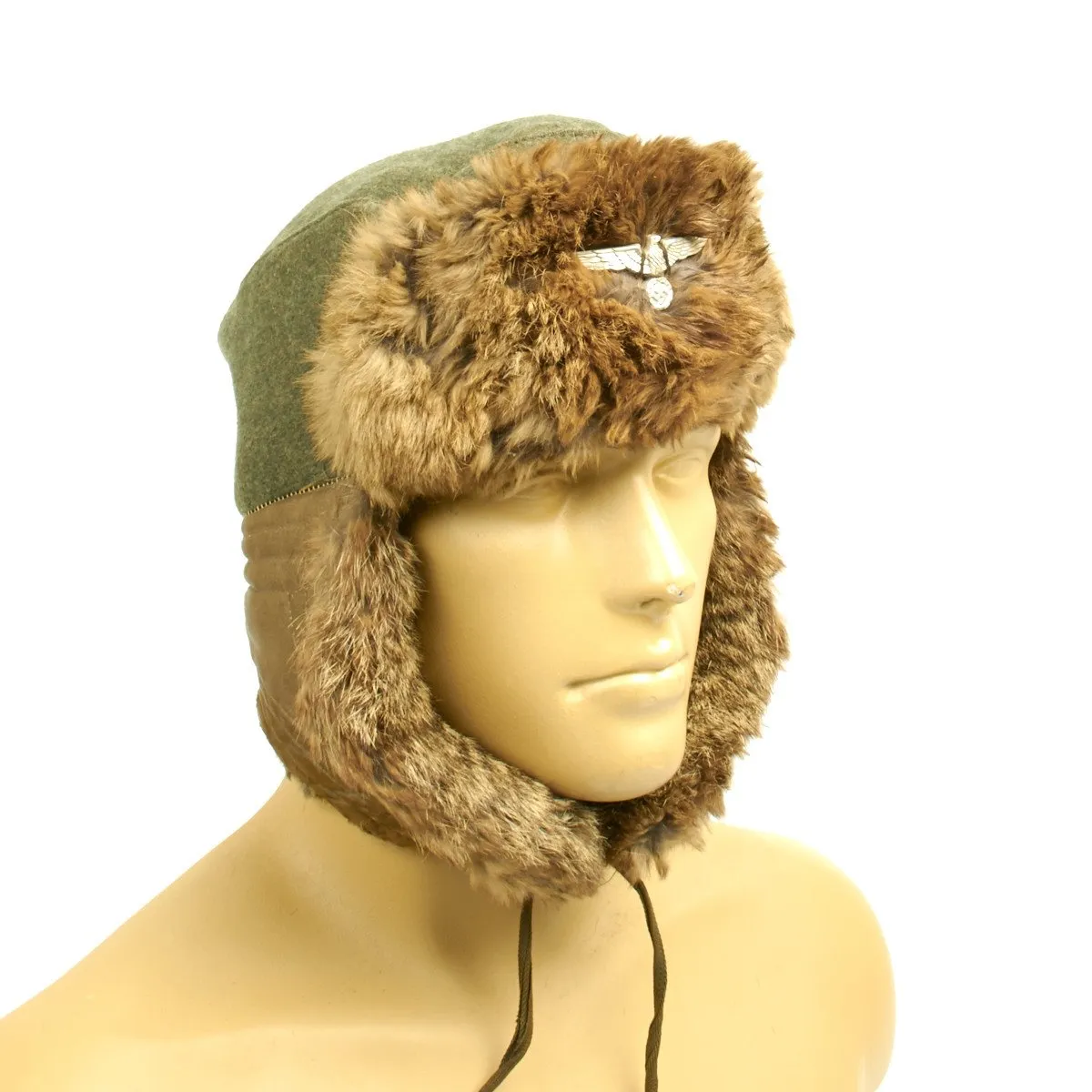 Original German WWII Eastern Front Rabbit Fur Winter Hat