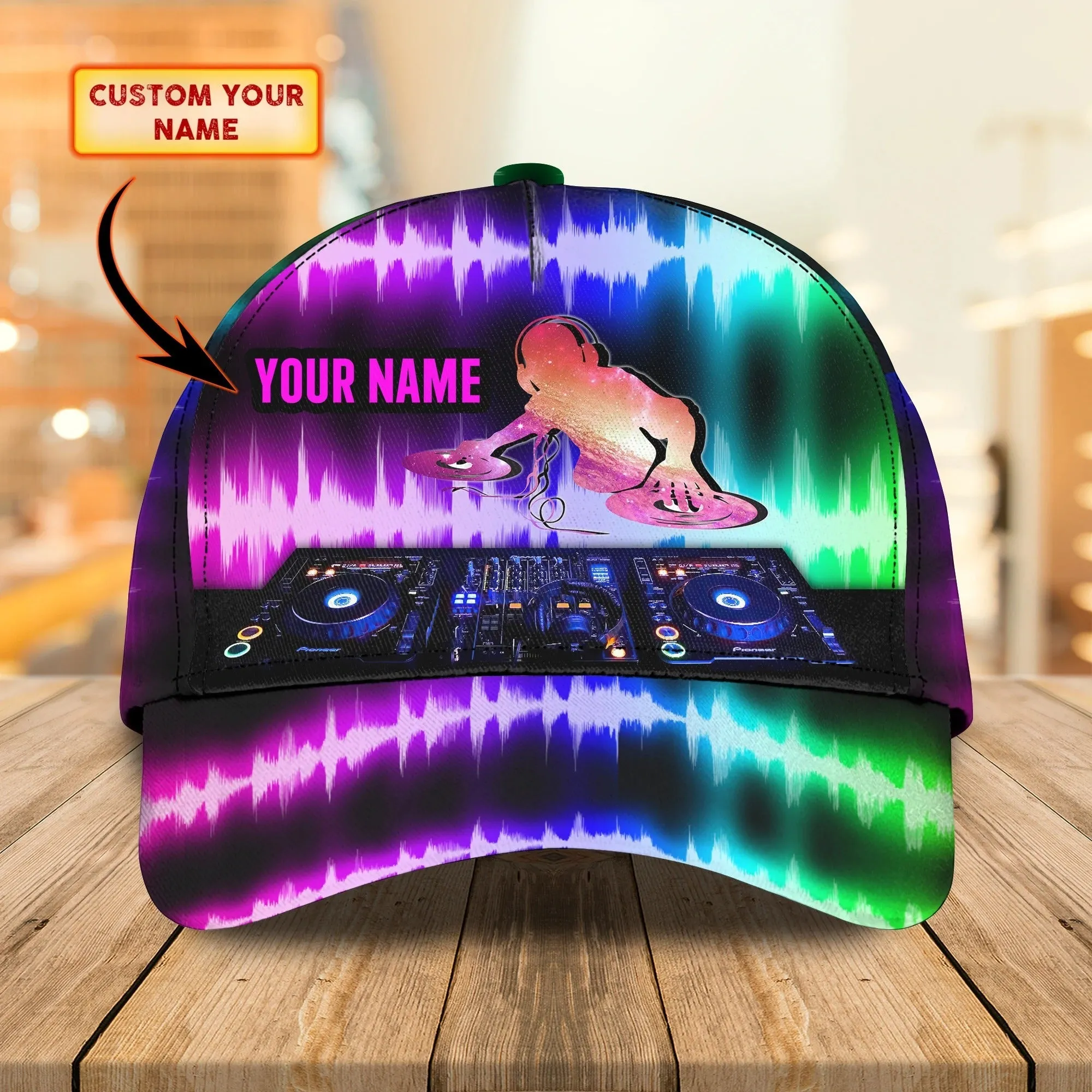Personalized Colorful 3D Classic Cap Hat For Disc Jockey, Dj Baseball Cap Hat, Nonstop Bar Club Cap Hat For Him Her