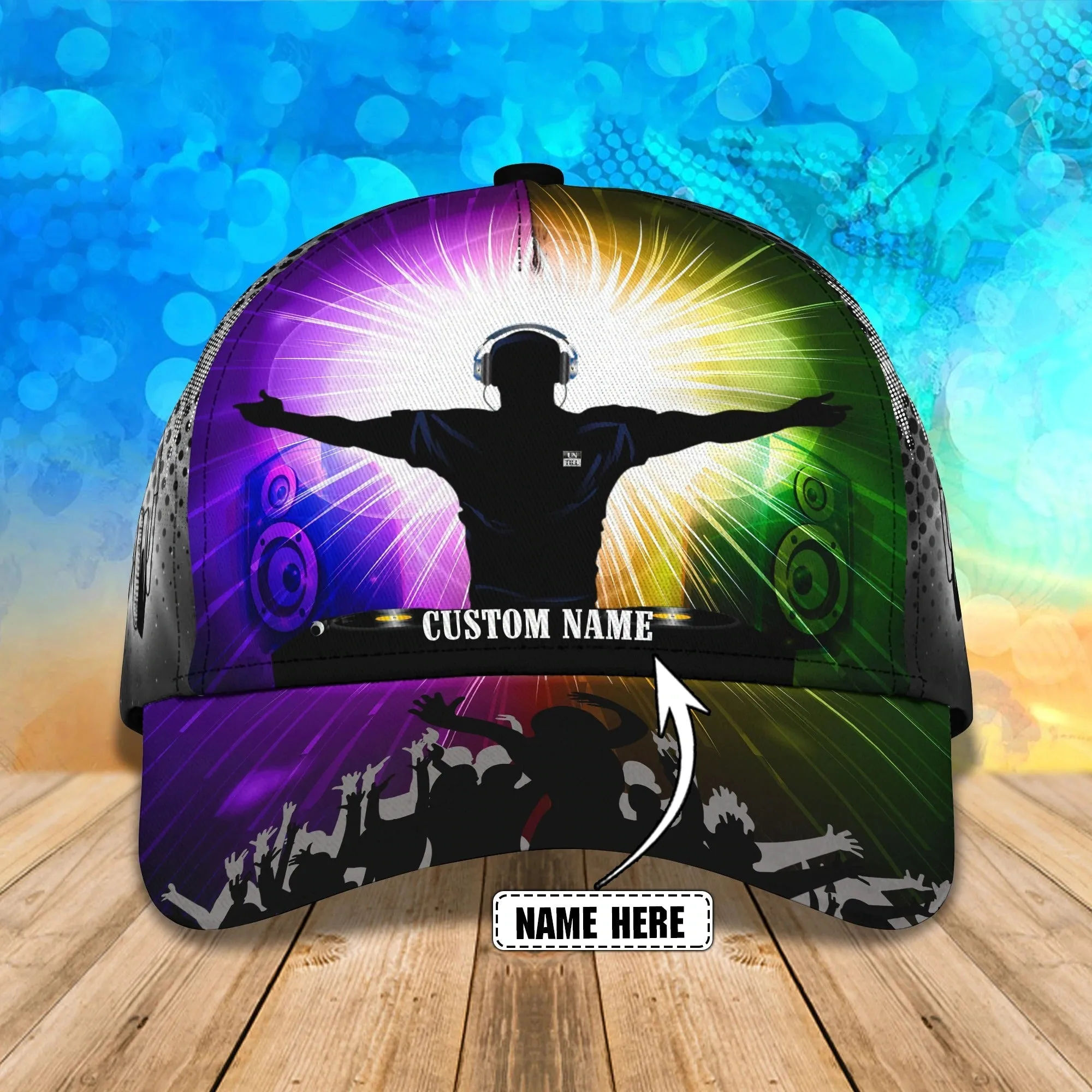 Personalized Colorful 3D Classic Cap Hat For Disc Jockey, Dj Baseball Cap Hat, Nonstop Bar Club Cap Hat For Him Her