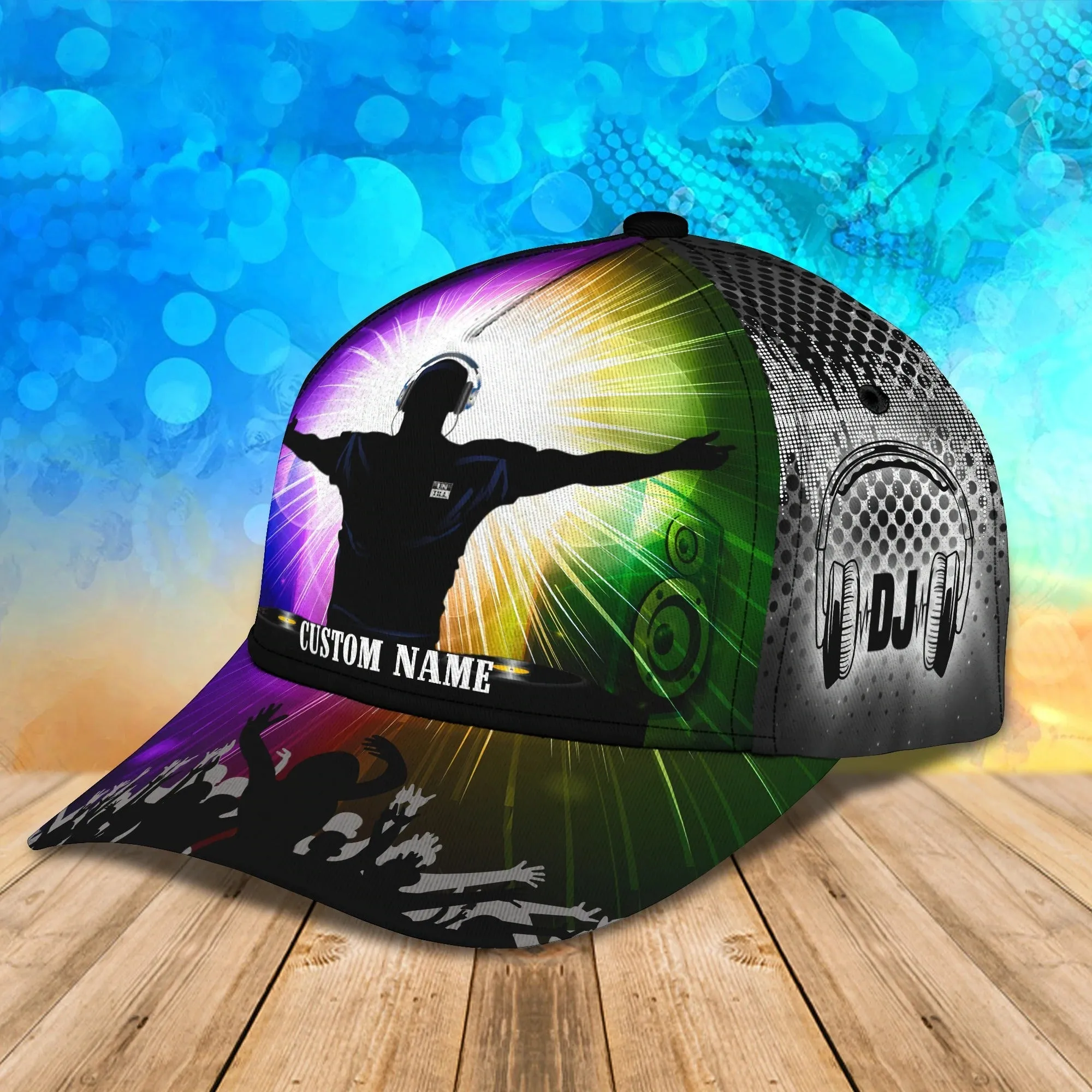 Personalized Colorful 3D Classic Cap Hat For Disc Jockey, Dj Baseball Cap Hat, Nonstop Bar Club Cap Hat For Him Her