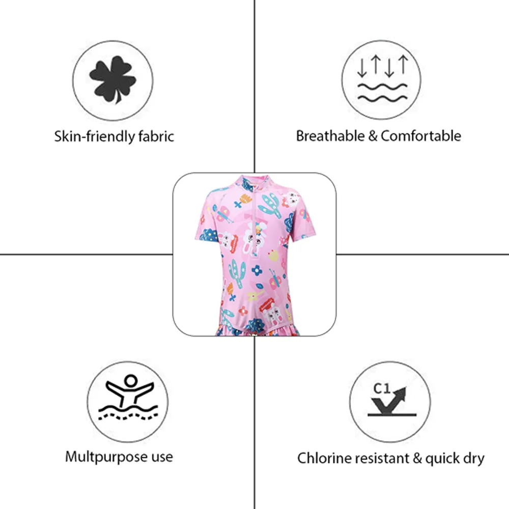 Pink Bunny Kids Swimwear with matching Swim Cap with UPF 50 