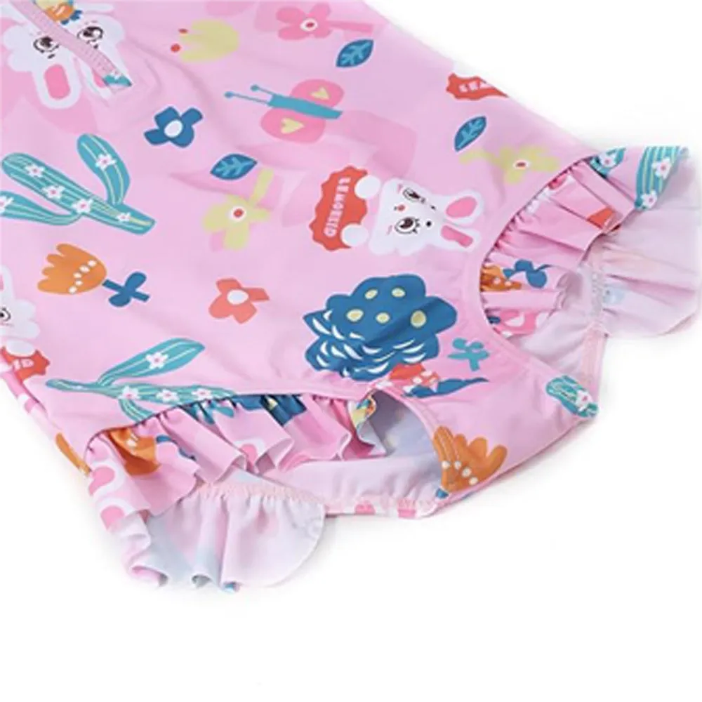 Pink Bunny Kids Swimwear with matching Swim Cap with UPF 50 