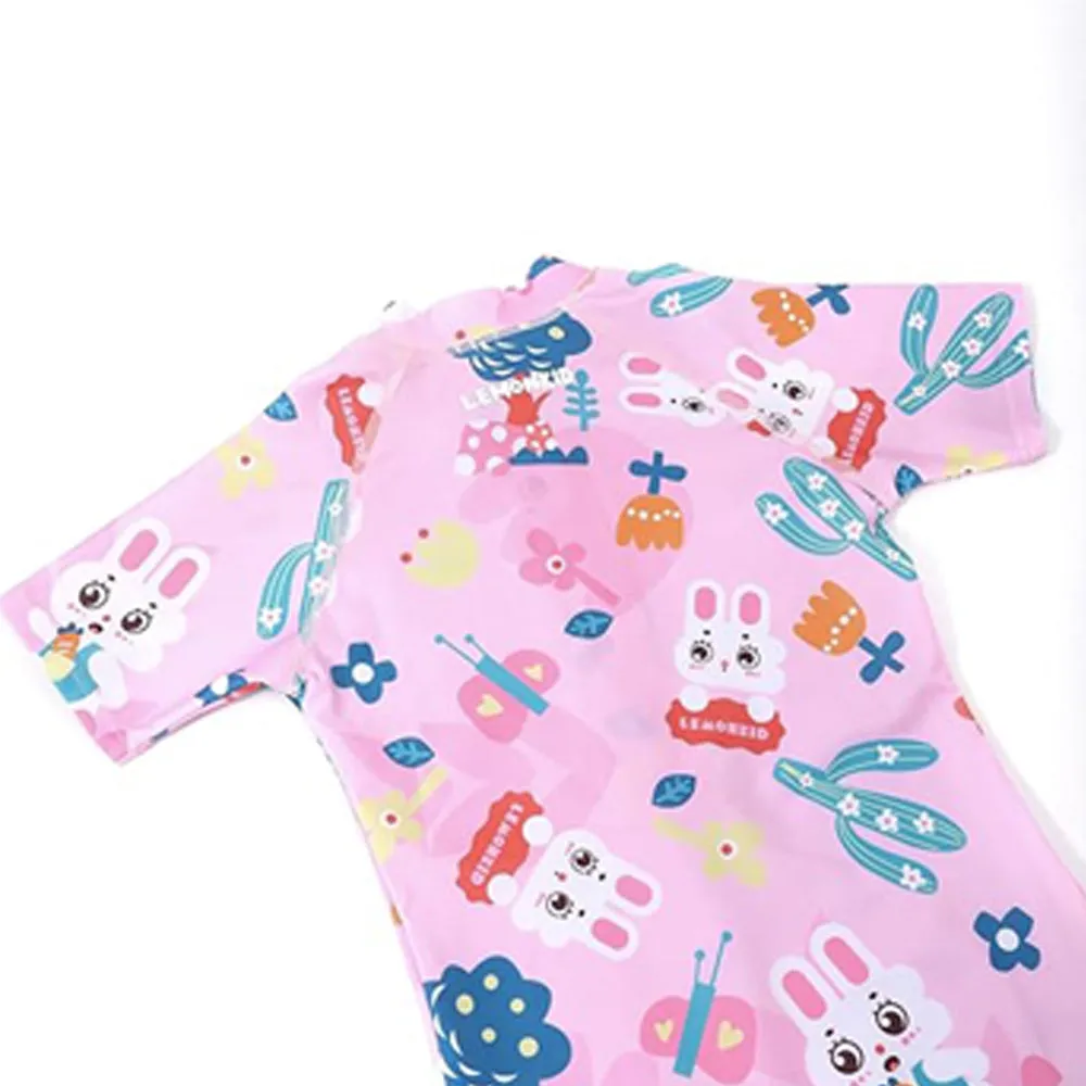 Pink Bunny Kids Swimwear with matching Swim Cap with UPF 50 