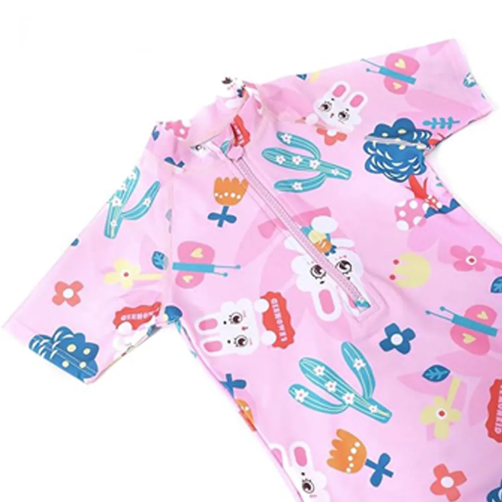Pink Bunny Kids Swimwear with matching Swim Cap with UPF 50 