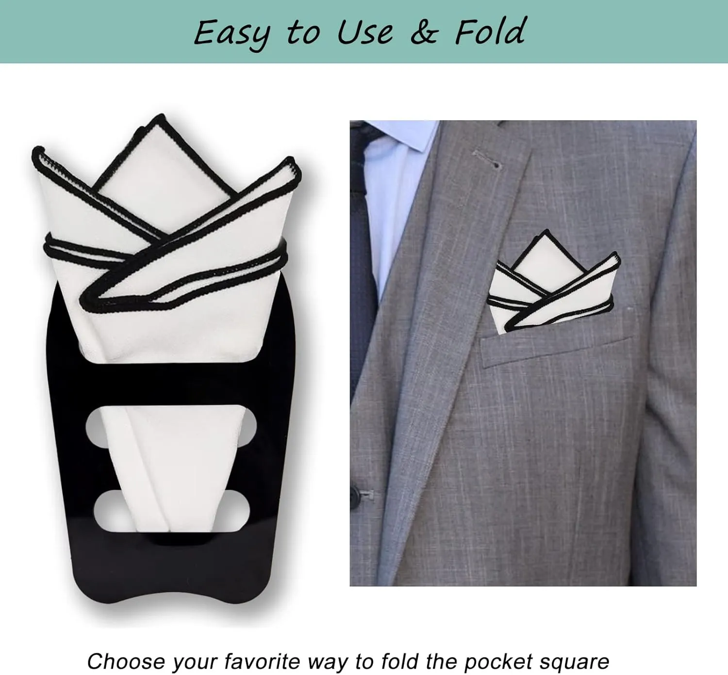 Pocket Squares Holder, Accessories for Men Square Scarf, Suits, Tuxedos,Vests and Dinner Jackets