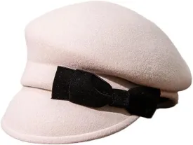 PTEXTU Autumn and Winter Bowler Hat Equestrian Hat College Tweed Cap Duck Tongue Felt Hat Hat Female