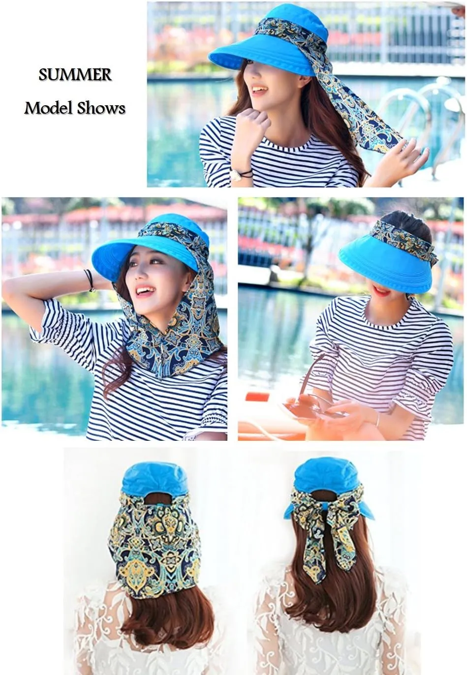 Roll Up Wide Brim Sun Visor UPF 50  UV Protection Sun Hat with Neck Protector