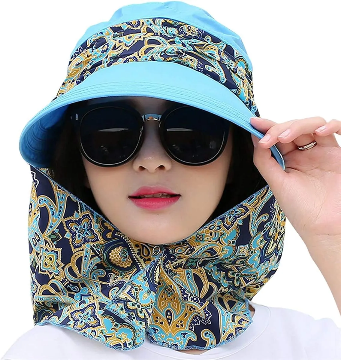 Roll Up Wide Brim Sun Visor UPF 50  UV Protection Sun Hat with Neck Protector